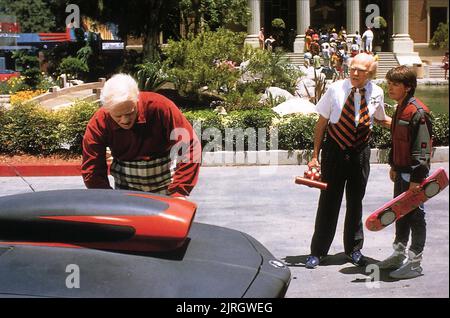 THOMAS F. WILSON, MICHAEL J. FOX, BACK TO THE FUTURE PART II, 1989 Stock Photo