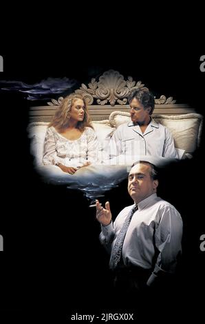 DANNY DEVITO, MICHAEL DOUGLAS, KATHLEEN TURNER, THE WAR OF THE ROSES, 1989 Stock Photo