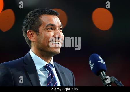 Rangers manager Giovanni van Bronckhorst before the UEFA Champions League qualifying match at PSV Stadion, Eindhoven. Picture date: Wednesday August 24, 2022. Stock Photo