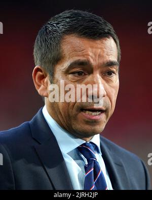 Rangers manager Giovanni van Bronckhorst before the UEFA Champions League qualifying match at PSV Stadion, Eindhoven. Picture date: Wednesday August 24, 2022. Stock Photo