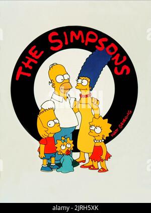 BART, MAGGIE, HOMER, MARGE, LISA SIMPSON, THE SIMPSONS, 1989 Stock Photo