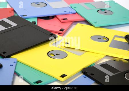 colored floppy diskettes isolated on white Stock Photo