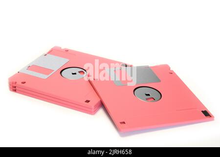 colored floppy diskettes isolated on white Stock Photo