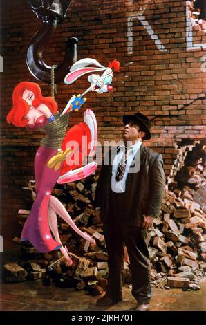 BOB HOSKINS, JESSICA RABBIT, ROGER RABBIT, WHO FRAMED ROGER RABBIT, 1988 Stock Photo