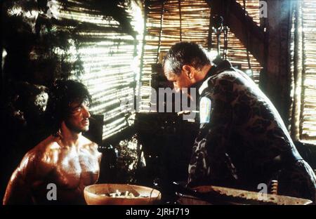 SYLVESTER STALLONE, STEVEN BERKOFF, RAMBO: FIRST BLOOD PART II, 1985 Stock Photo