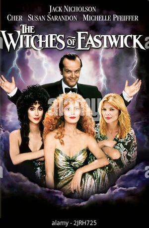 CHER, JACK NICHOLSON, SUSAN SARANDON, MICHELLE PFEIFFER POSTER, THE WITCHES OF EASTWICK, 1987 Stock Photo