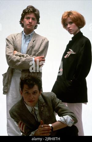 ANDREW MCCARTHY, JON CRYER, MOLLY RINGWALD, PRETTY IN PINK, 1986 Stock Photo