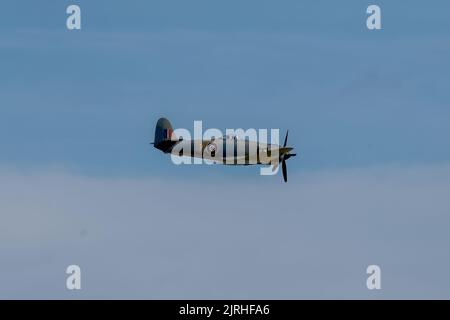 Eastbourne, East Sussex, UK. Featuring the Hawker Fury FB.11 at the annual Eastbourne Airshow viewed from the beach at Eastbourne. 20th August 2022. Credit David Smith/Alamy Live News Stock Photo