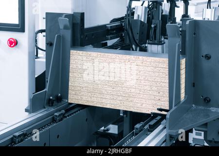 Machine tools format cutting are cut chipboard furniture Stock Photo