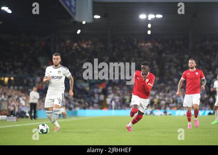 Sam Greenwood of Leeds United on the ball during the Carabao Cup match between Leeds United and Barnsley at Elland Road, Leeds on Wednesday 24th August 2022. (Credit: Pat Scaasi | MI News) Credit: MI News & Sport /Alamy Live News Stock Photo