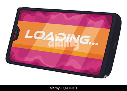 Gaming smartphone showing on the display a loading screen, ready to play videogames with it. Stock Vector