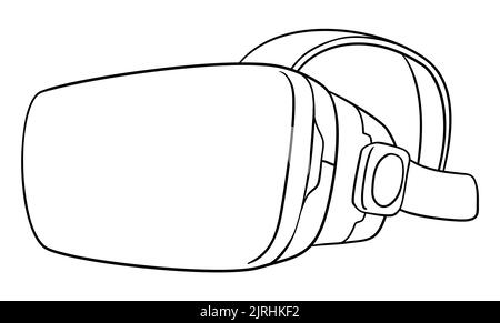 View of a virtual reality headset in outline style to coloring activities. Stock Vector