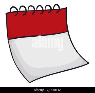 Loose-leaf calendar with empty date. Design in cartoon style, isolated over white background. Stock Vector
