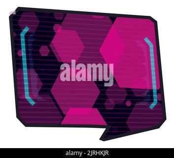 Speech bubble template with futuristic features on the display, and fluorescent colors and geometric forms. Stock Vector