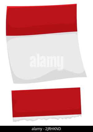 Template like loose-leaf paper, and one ripped by half. Design in cartoon style, isolated over white background. Stock Vector
