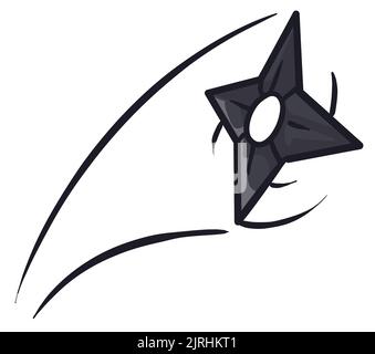 Design in cartoon style of sharp flying shuriken at high speed. Stock Vector