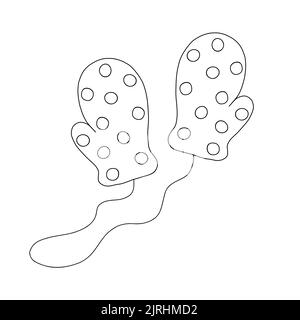Warm mittens outline simple vector illustration, warm clothes for winter cold period, seasonal Christmas holiday accessory for design purposes Stock Vector