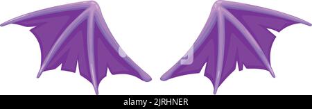 Purple wings. Flight symbol. Fantasy creature sign isolated on white background Stock Vector