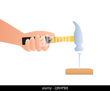 Claw hammer. Builder tools. Labour Day. Vector stock illustration. Stock Vector