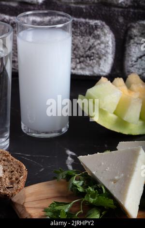Traditional Turkish alcohol known as Rakı, Turkish Raki table with ...