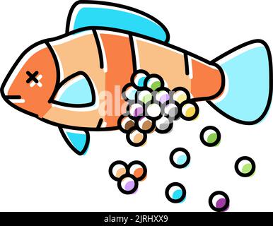 plastic microbeads in fish color icon vector illustration Stock Vector