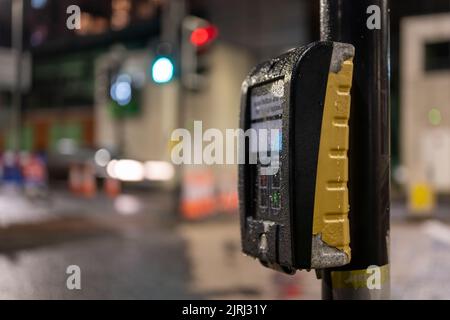 Pedestrian crossing button in Glasgow 2021 Stock Photo