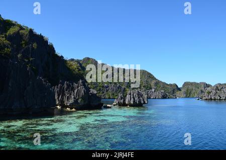 Ocean Trips and Scenery While Island Hopping in the Philippines Stock Photo