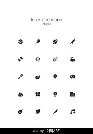 UI UX display interface related minimal black colored icon set Stock ...