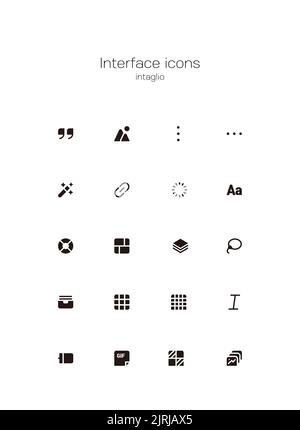 UI UX display interface related minimal black colored icon set Stock ...