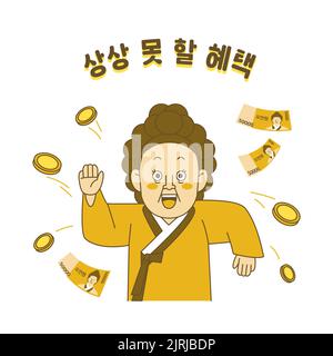 Korean bill character emoji drawing for shopping event Shin Saimdang benefit Stock Photo