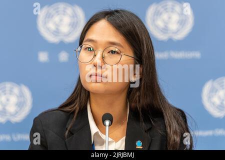 New York, USA. 24th Aug, 2022. Jihyun Lee, High Seas Alliance Youth Ambassador, Yonsei University, South Korea attends press briefing on High Seas Treaty within reach at UN Headquarters in New York on August 24, 2022. (Photo by Lev Radin/Sipa USA) Credit: Sipa USA/Alamy Live News Stock Photo