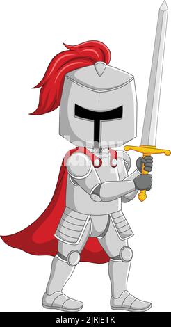 Cartoon knight with a sword Stock Vector