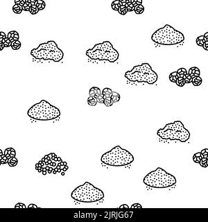 Black Pepper Aromatic Hot Spice vector seamless pattern Stock Vector