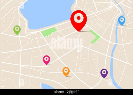 Clean top view of the day time city map with street and river, Blank urban  imagination map, vector illustration Stock Photo - Alamy