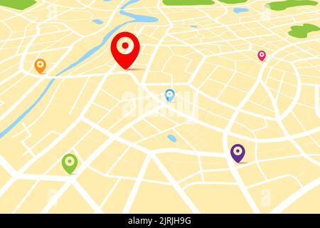 Clean top view of the day time city map with street and river, Blank urban  imagination map, vector illustration Stock Photo - Alamy
