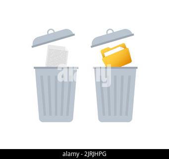 Process Delete file in paper. Remove document. Vector stock illustration. Stock Vector