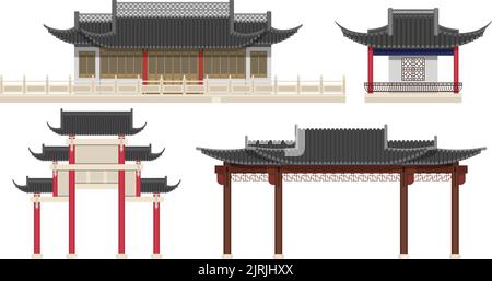 Chinese style building illustration vector free download