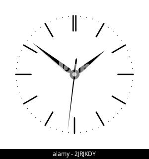 Flat design wall clock face with hands without numbers. Isolated on white background - vector Stock Vector