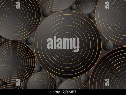 Black bronze circles abstract corporate luxury background. Vector design Stock Vector