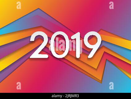 Abstract colorful corporate New Year 2019 background. Vector design Stock Vector