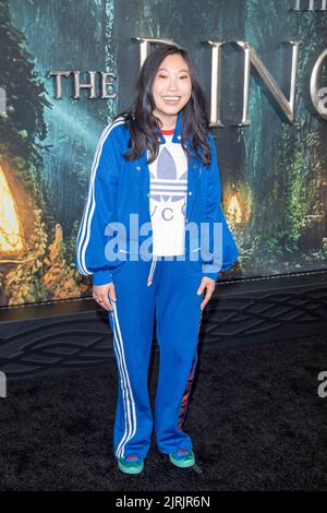 NEW YORK, NEW YORK - AUGUST 23: Awkwafina attends 'The Lord Of The Rings: The Rings Of Power' New York Screening at Lincoln Center on August 23, 2022 in New York City. Stock Photo