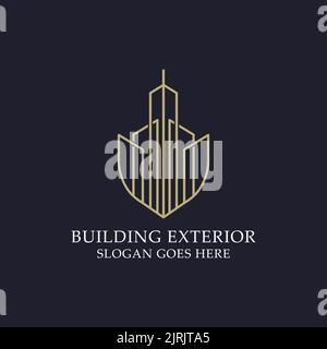 monogram Building exterior logo vector designs. Good for construction, real estate, skyscraper and business company logo template Stock Vector