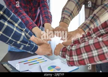 Circle shape hand of team showing unity and teamwork Stock Photo