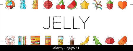 jelly candy gummy bear fruit gum icons set vector Stock Vector