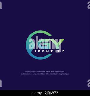 GY Initial letter circular line logo template vector with gradient color Stock Vector