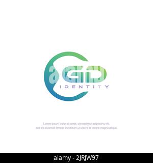 GD Initial letter circular line logo template vector with gradient color Stock Vector