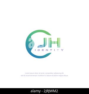 JH Initial letter circular line logo template vector with gradient color Stock Vector