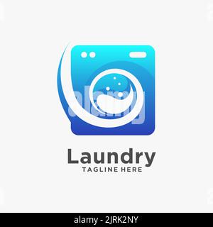 Laundry wash logo design Stock Vector