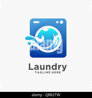 Laundry wash logo design Stock Vector