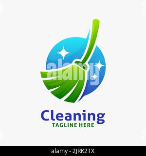 Cleaning broom logo design Stock Vector